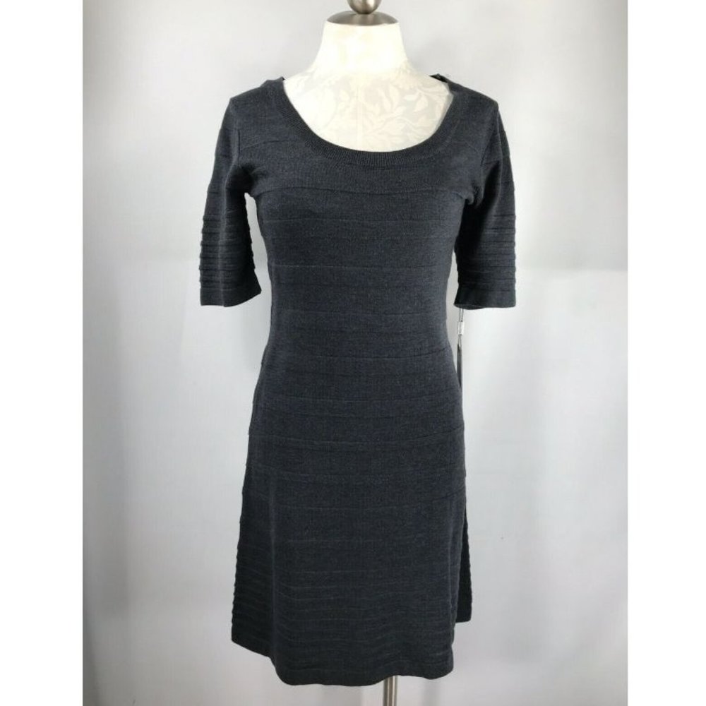 New Calvin Klein sz M Knit Dress Gray Short Sleeve